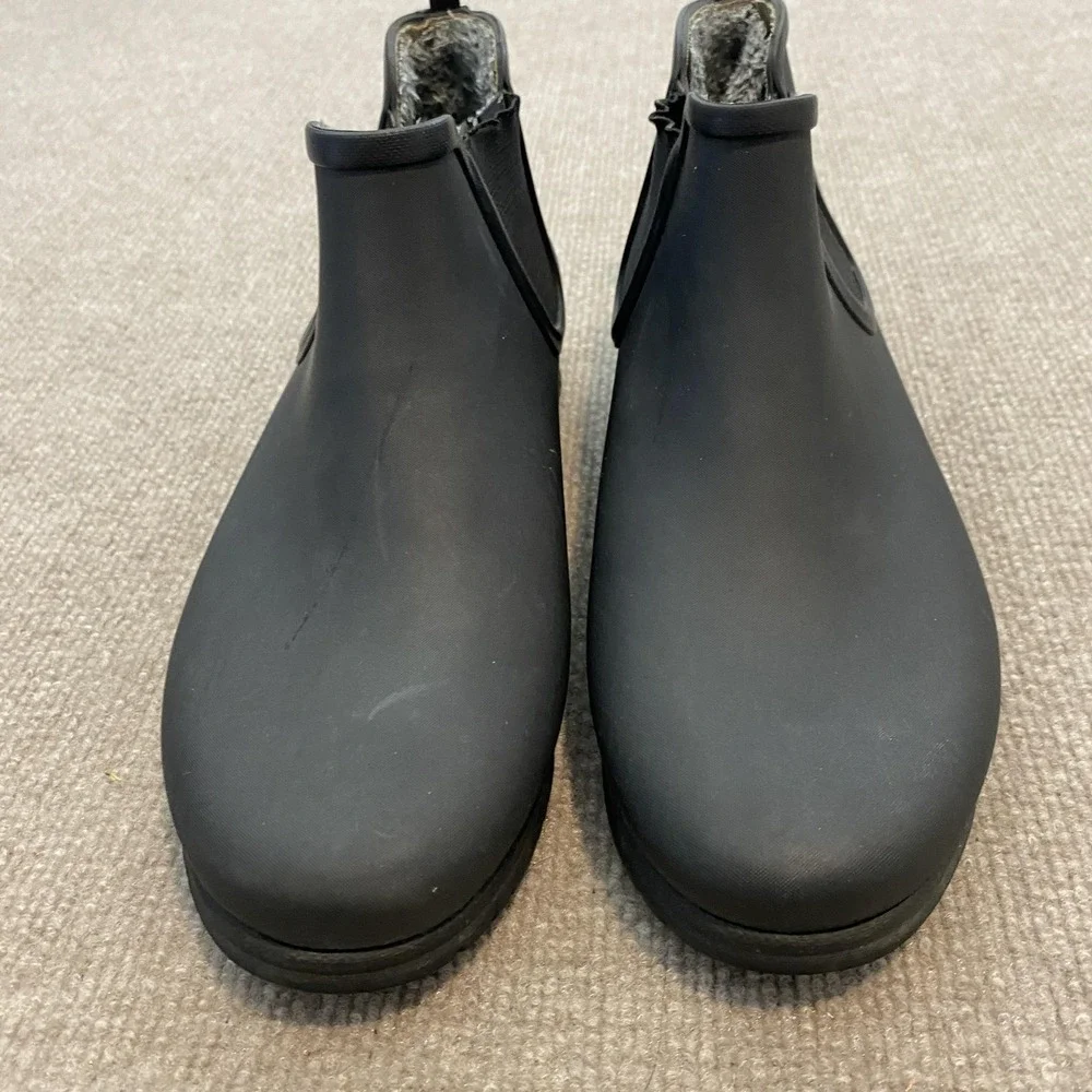 Bogs Rain Boots Womens‎ Size 10 Black Rubber Faux Fur Ankle Chelsea 72421-001